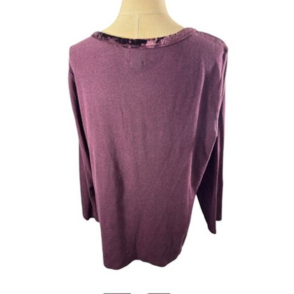 "SUNDAY" Purple Henley Button Shirt Velvet Trim SZ 2X Dark Romance Comfy Cozy - Picture 2 of 8